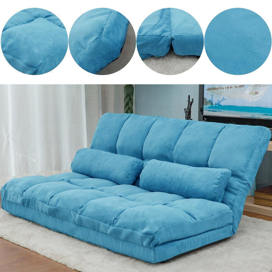 Double Chaise Longue, Sofa, Floor Sofa And Sofa With Two Pillows - Blue