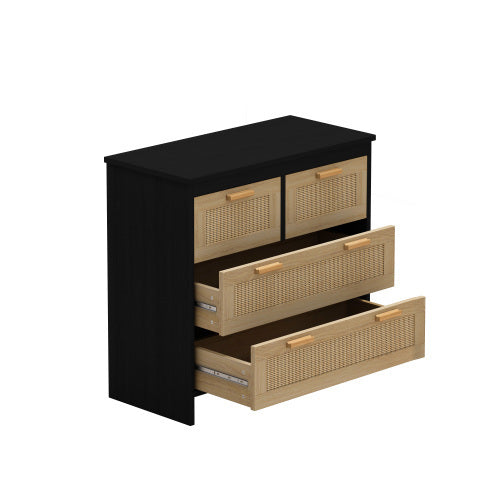 4 Drawer Rattan Cabinets, Suitable For Bedroom, Living Room, Dining Room, Hallway, Easy To Assemble