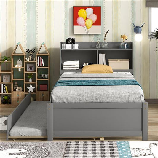 Single Bed With Roller Bed Frame, Grey