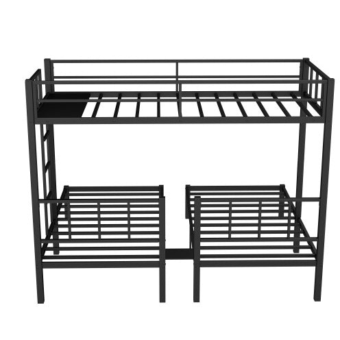 Twin Over Twin Twin Bunk Beds For 3, Twin XL Over Twin Twin Bunk Bed Metal Triple Bunk Bed, Black