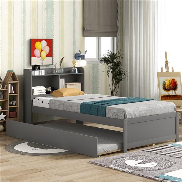 Single Bed With Roller Bed Frame, Grey