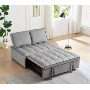 Convertible Sleeping Sofa Bed, Modern Velvet Fabric Double Seat Sofa Bed, Sleeping Sofa Bed With 2 Backs And Detachable Backs, Backs, Suitable For Living Room Bedroom,Grey