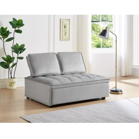 Convertible Sleeping Sofa Bed, Modern Velvet Fabric Double Seat Sofa Bed, Sleeping Sofa Bed With 2 Backs And Detachable Backs, Backs, Suitable For Living Room Bedroom,Grey