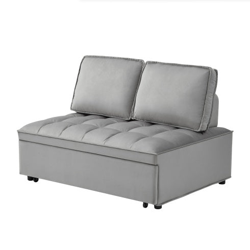 Convertible Sleeping Sofa Bed, Modern Velvet Fabric Double Seat Sofa Bed, Sleeping Sofa Bed With 2 Backs And Detachable Backs, Backs, Suitable For Living Room Bedroom,Grey