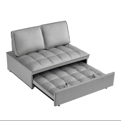 Convertible Sleeping Sofa Bed, Modern Velvet Fabric Double Seat Sofa Bed, Sleeping Sofa Bed With 2 Backs And Detachable Backs, Backs, Suitable For Living Room Bedroom,Grey