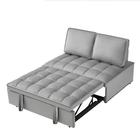 Convertible Sleeping Sofa Bed, Modern Velvet Fabric Double Seat Sofa Bed, Sleeping Sofa Bed With 2 Backs And Detachable Backs, Backs, Suitable For Living Room Bedroom,Grey