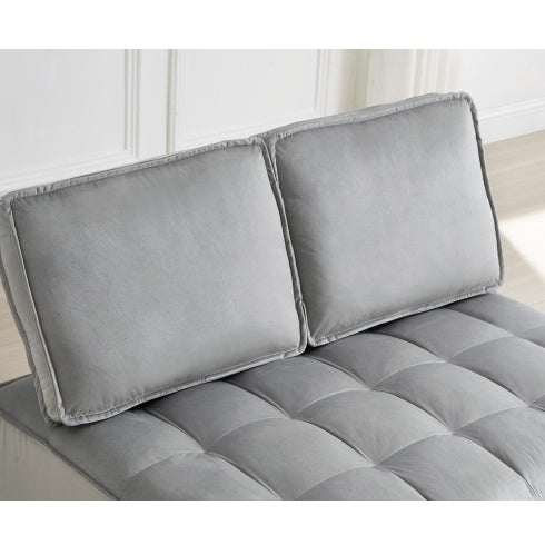 Convertible Sleeping Sofa Bed, Modern Velvet Fabric Double Seat Sofa Bed, Sleeping Sofa Bed With 2 Backs And Detachable Backs, Backs, Suitable For Living Room Bedroom,Grey