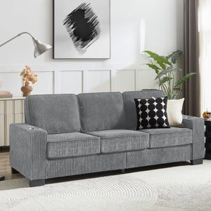 83.86Corduroy Fabric Sofa,Modern Compressed Couch,3-Seater Sofa, Furniture For Living Room,Bedroom,office