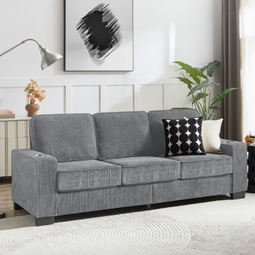 83.86Corduroy Fabric Sofa,Modern Compressed Couch,3-Seater Sofa, Furniture For Living Room,Bedroom,office