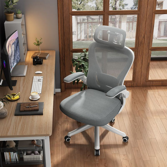 Ergonomic Black Swivel Office Chair High Back Comfortable Mesh Seat Headrest Adjustable Lumbar Support Wheels Executive Chair