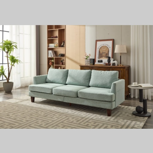 Fabric 3 Seater Couch With 2 USB, Comfortable Sectional Couches And Sofas For Living Room Bedroom Office Small Space, Easy Assembly & Comfy Cushion,Light Green