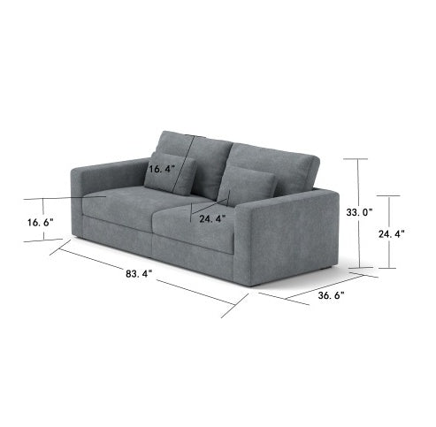 83  Modern Sofa Couches For Living Room, 3 Seater Sofa With Detachable Cover   Double Cushioning, Haze