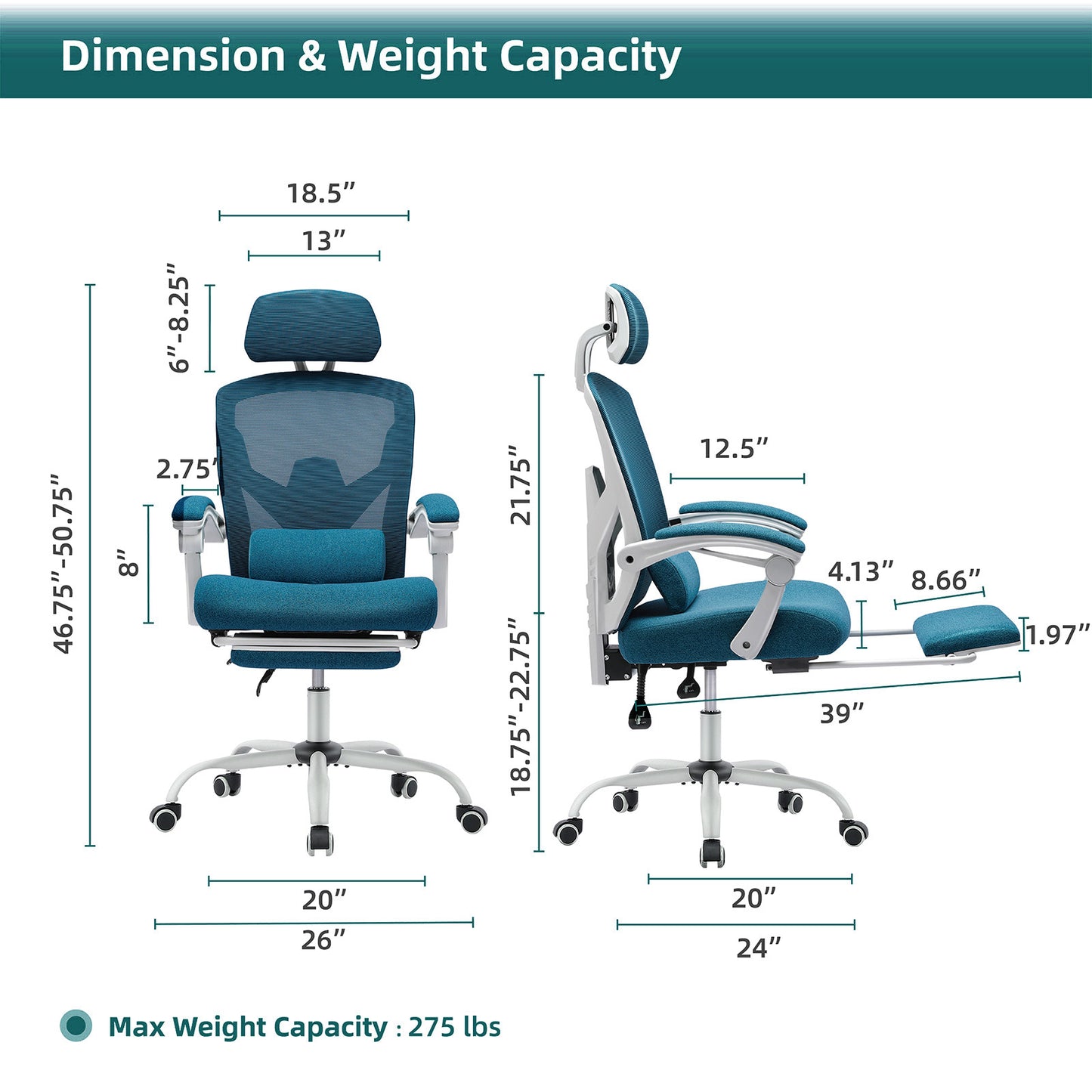 Retractable Footrest Ergonomic Swivel Office Chair With Lumbar Support Pillow And Padded Armrests