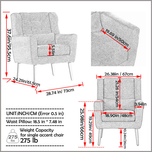 Modern Upholstered Chairs, Teddy Fabric Living Room Chairs, Comfortable Reading Chairs, Medieval Upholstery Chairs, Chaise Longues Armchairs For Living Room Bedrooms - White