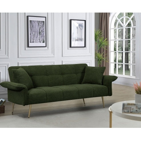 70.1 Futon Sofa Bed, Convertible Double Sofa Bed With Folding Armrests For Living Rooms And Small Spaces