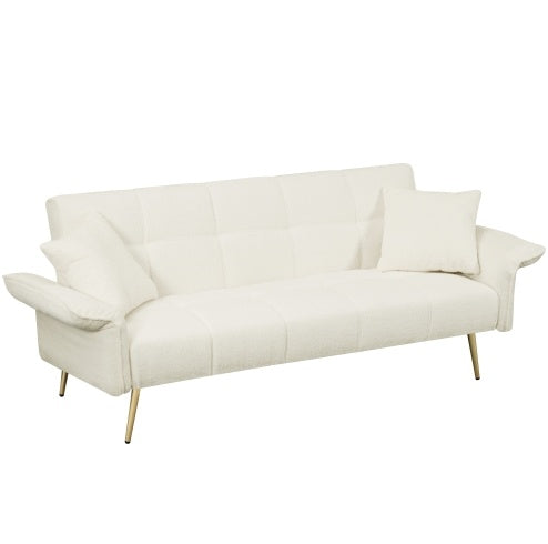 70.1 Futon Sofa Bed, Convertible Double Sofa Bed With Folding Armrests For Living Rooms And Small Spaces