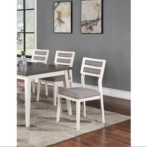 Beautiful Unique Set Of 2 Side Chairs White And Grey Kitchen Dining Room Furniture Ladder Back Design Chairs Cushion Upholstered