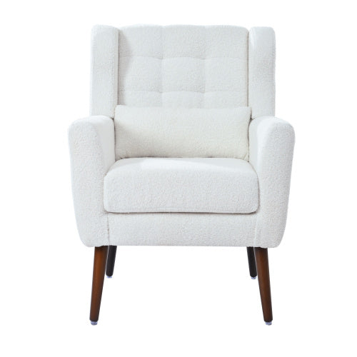 Modern Upholstered Chairs, Teddy Fabric Living Room Chairs, Comfortable Reading Chairs, Medieval Upholstery Chairs, Chaise Longues Armchairs For Living Room Bedrooms - White