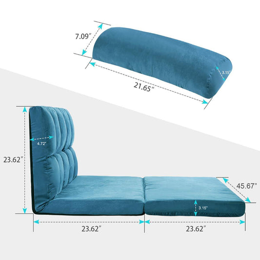 Double Chaise Longue, Sofa, Floor Sofa And Sofa With Two Pillows - Blue