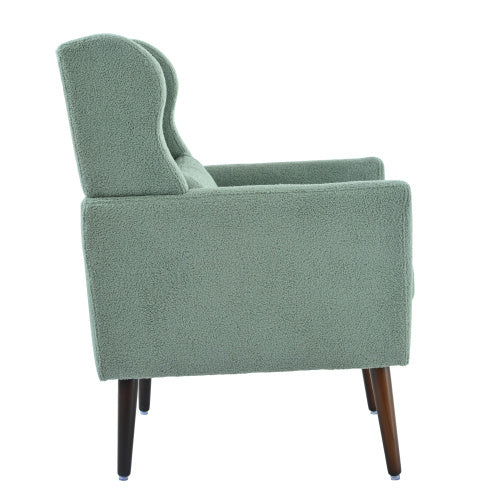 Modern Upholstered Chairs, Teddy Fabric Living Room Chairs, Comfortable Reading Chairs, Medieval Decorative Chairs, Chaise Longues Armchairs For Living Room Bedrooms - Light Green