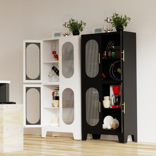 Metal Storage Cabinet, Bathroom Storage Cabinet With Doors And Shelves, Office Storage Cabinet With Lock, Black Garage Cabinets, 3 Adjustable Shelves, For Living Room, Kitchen