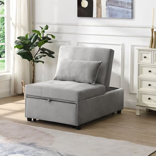 Folding Ottoman Sofa Bed Gray