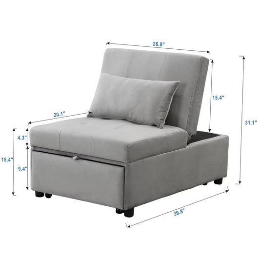 Folding Ottoman Sofa Bed Gray