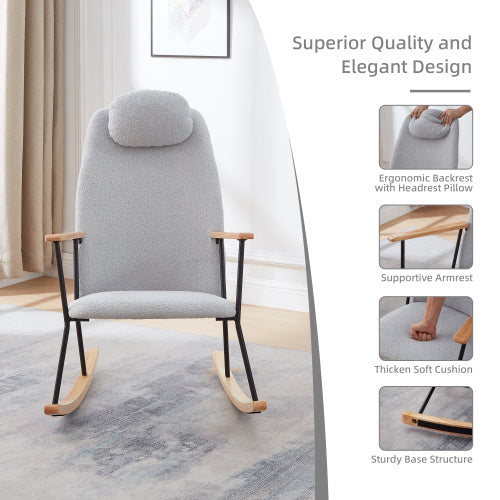 Modern Rocking Chairs Upholstered Chairs Comfortable Side Chairs For Children's Rooms, Bedrooms, Living Rooms