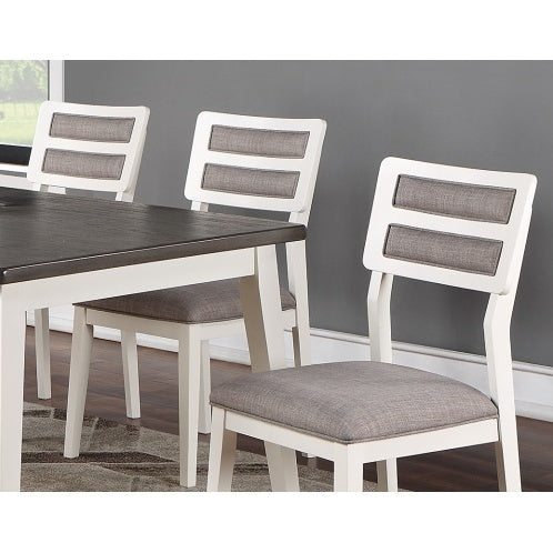 Beautiful Unique Set Of 2 Side Chairs White And Grey Kitchen Dining Room Furniture Ladder Back Design Chairs Cushion Upholstered