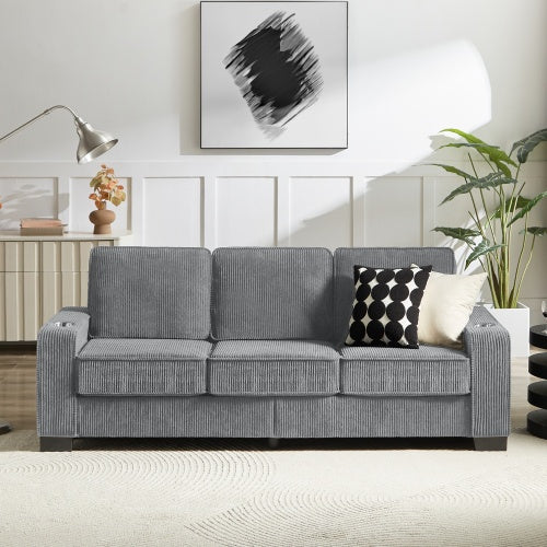 83.86Corduroy Fabric Sofa,Modern Compressed Couch,3-Seater Sofa, Furniture For Living Room,Bedroom,office