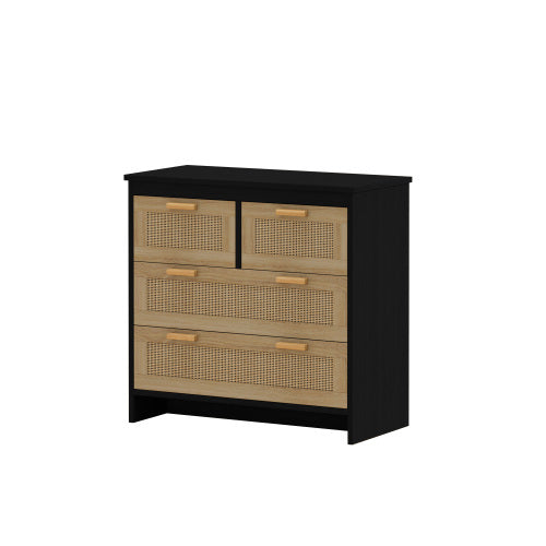 4 Drawer Rattan Cabinets, Suitable For Bedroom, Living Room, Dining Room, Hallway, Easy To Assemble