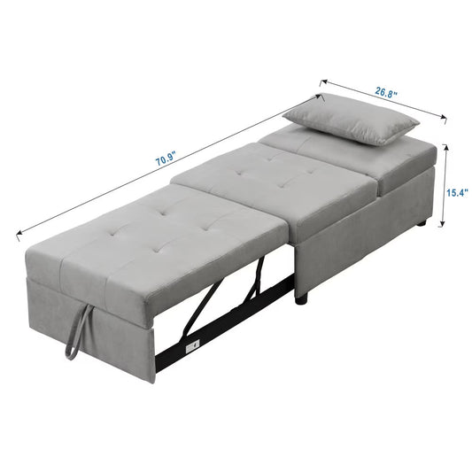 Folding Ottoman Sofa Bed Gray