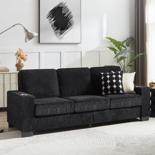 83.86Corduroy Fabric Sofa,Modern Compressed Couch,3-Seater Sofa, Furniture For Living Room,Bedroom,office