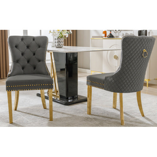 Velvet Metal Leg Dining Chair