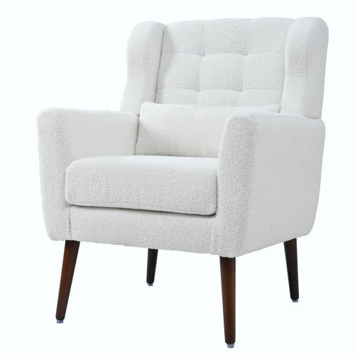 Modern Upholstered Chairs, Teddy Fabric Living Room Chairs, Comfortable Reading Chairs, Medieval Upholstery Chairs, Chaise Longues Armchairs For Living Room Bedrooms - White